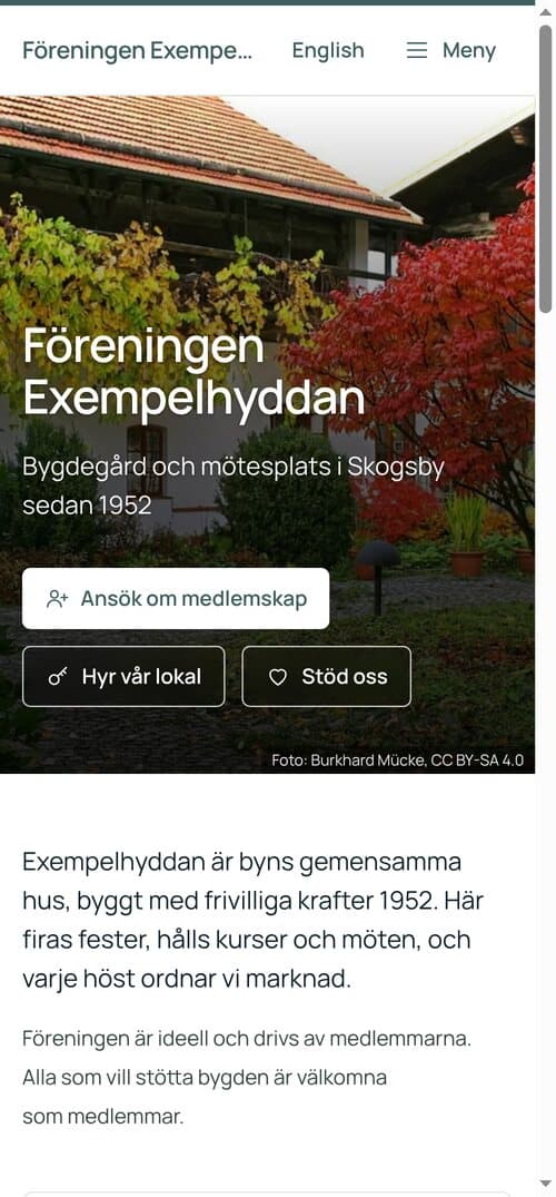 Föreningens hemsida i mobilen